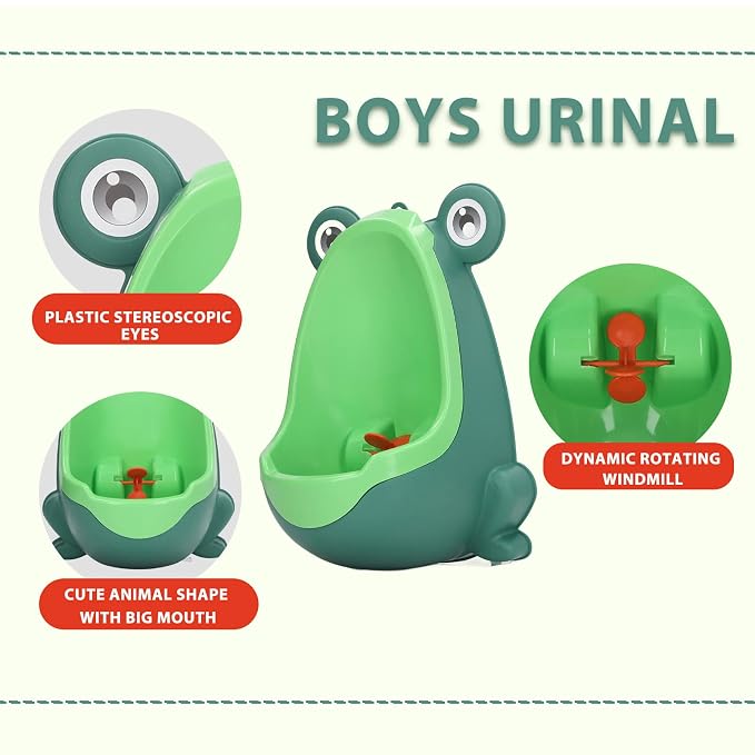 Frog Potty Training Urinal, Cute Frog Shape Cute Toddler Urinal Potty Training Urinal for Boys with Funny Aiming Target (Green)