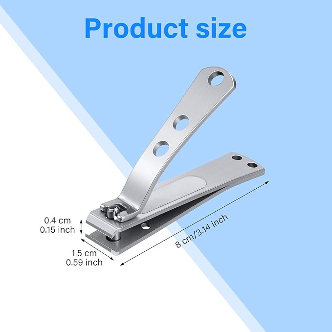 2 Pieces Nail Clipper for Thick Nails, Straight Edge Toenail Clippers, Heavy Duty Stainless Steel Fingernail Cutters, Large Wide Mouth Fingernail and Toenail Scissors for Men Women