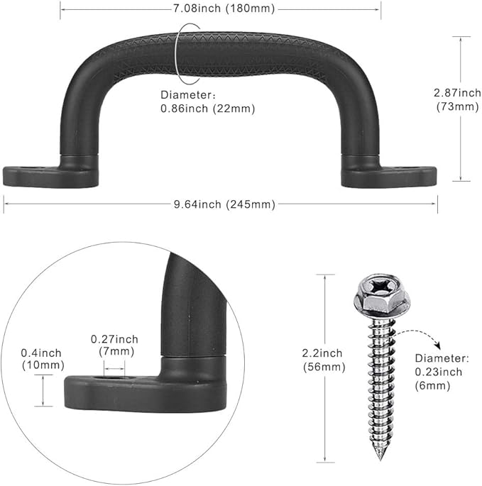 Dolibest Set of 8 Safety Playground Handles, Swing Set Kids Safety Hand Grips for Playset, Climbing Frame, Play House, Climbing Frame, Play House Handles (Black)