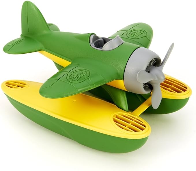 Green Toys Seaplane, Green/Yellow - Pretend Play, Motor Skills, Kids Bath Toy Floating Vehicle. No BPA, phthalates, PVC. Dishwasher Safe, Recycled Plastic, Made in USA.