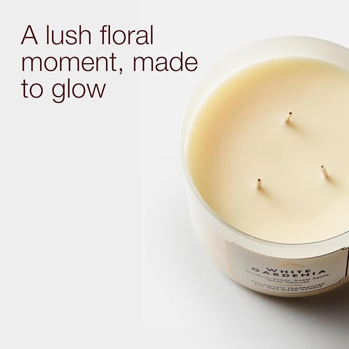 Bath & Body Works White Gardenia 3-Wick Candle - Scented Candle for At-Home Use - Long-Lasting, Room-Filling Fragrance - High Fragrance Oil Concentration - Soy Wax Blend