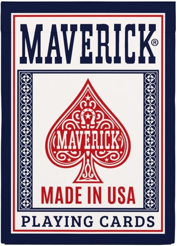 Maverick Playing Cards 12 Pack, Made in USA, Standard Index, Red and Blue Decks, Bulk Playing Cards for Poker, Card Games, and Family Game Night