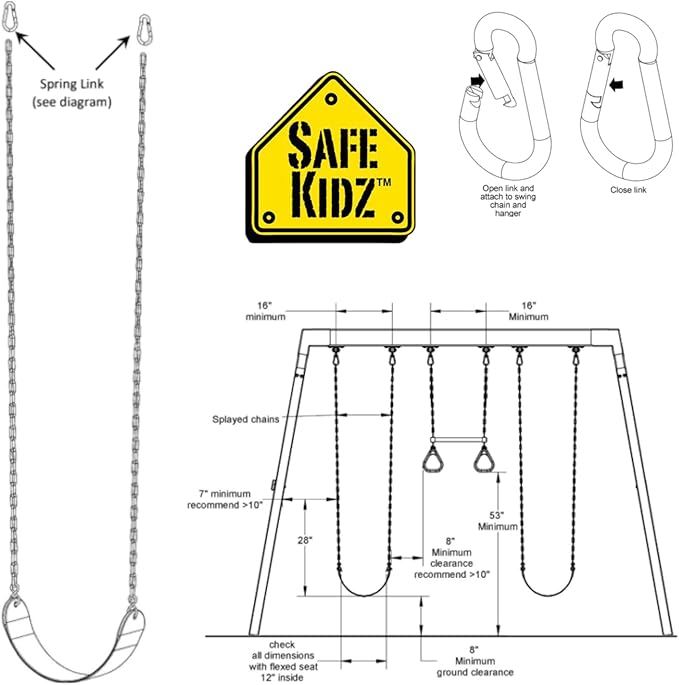 2 Pack Heavy Duty Swing Seats - 66" Chain Plastic Coated - Playground Swing Set Accessories Swing Seat Replacement - Green