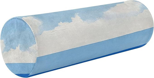 Bolster Pillow for Bed Small Neck Roll Pillow Round Pillows for Couch Cylinder Pillows Decorative Bolster Cover with Zipper Light Blue Stripe