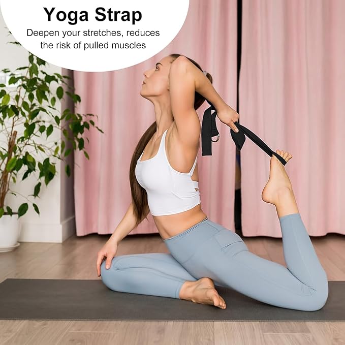 2 Yoga Block and 2 Yoga Strap Set,Non-slip EVA Foam Blocks, High Density Yoga Bricks with 6ft Strap, Supportive Latex-Free Yoga Block Accessories for Pilates