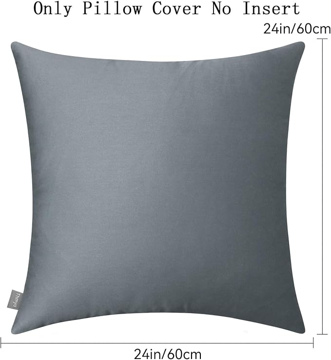 Thmyo 4-Pack 100% Cotton Comfortable Solid Decorative Throw Pillow Case, Square Cushion Cover Pillowcase Sublimation Blank Pillow Covers DIY Throw Pillowcase for Sofa(24x24 inch/ 60x60cm, Dark Grey)