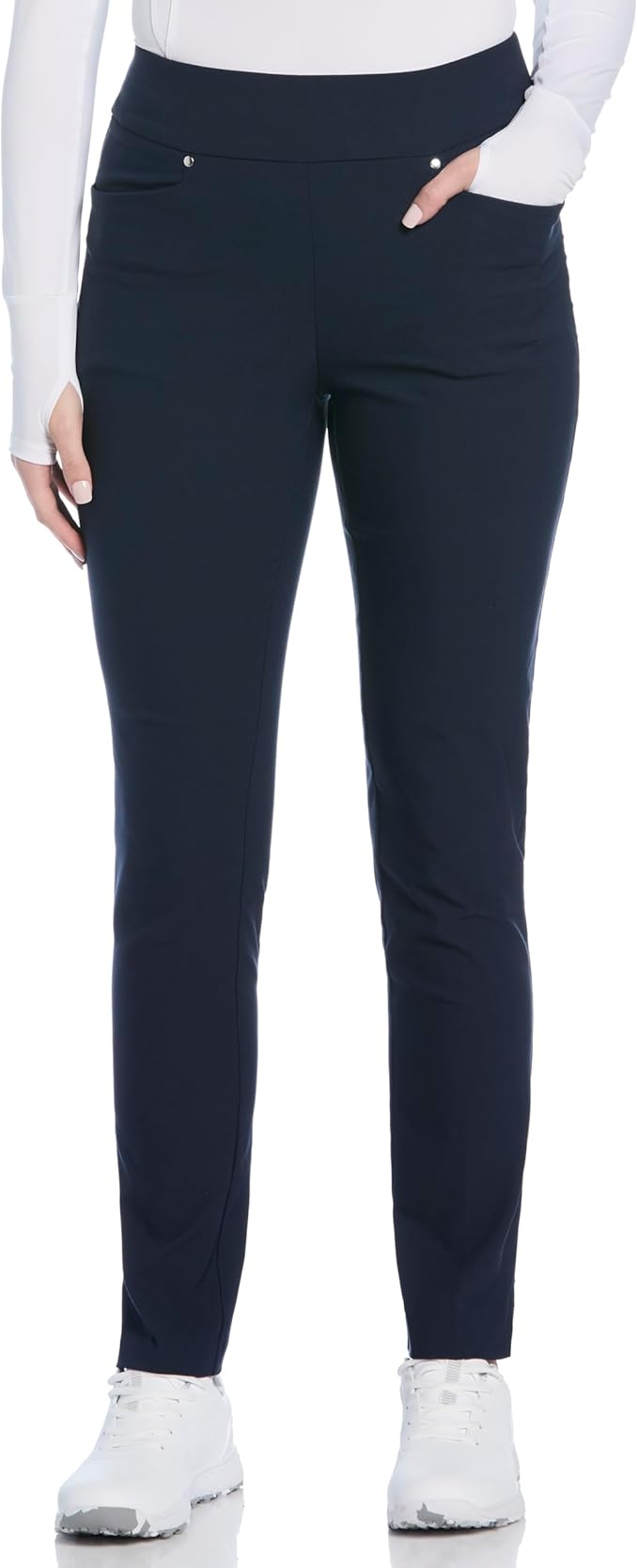 PGA Tour Women's Stretch Golf Pants with Pull-on Waist, 31" & 32" Inseams, Tummy Control, Moisture-Wicking, Sun Protection