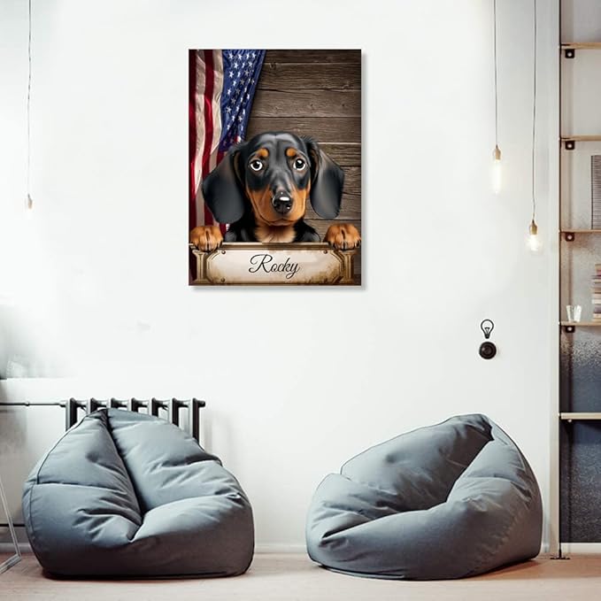 Custom Wooden Jigsaw Puzzles with Your Dog's Name on Dachshund Art Print - 300 500 1000PCS Puzzles Game and Home Wall Decor
