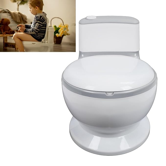 Adjustable Portable Kids Potty Training Seat, Ergonomic and Safe Children's Toilet with Removable Potty Pot, Comfortable Non Slip Design for Home and Travel(Grey)