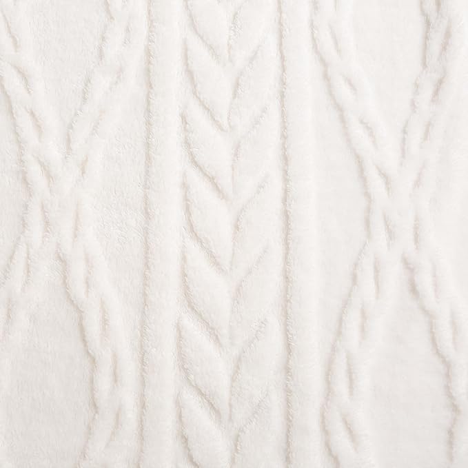 YUSOKI Sherpa Fleece Queen Size Blanket, Ivory, 90"x90" | 3D Stylish Design,320GSM, Non-Shedding, Lightweight for All Season Use, stays fluffy after repeated washes, Perfect Gifts