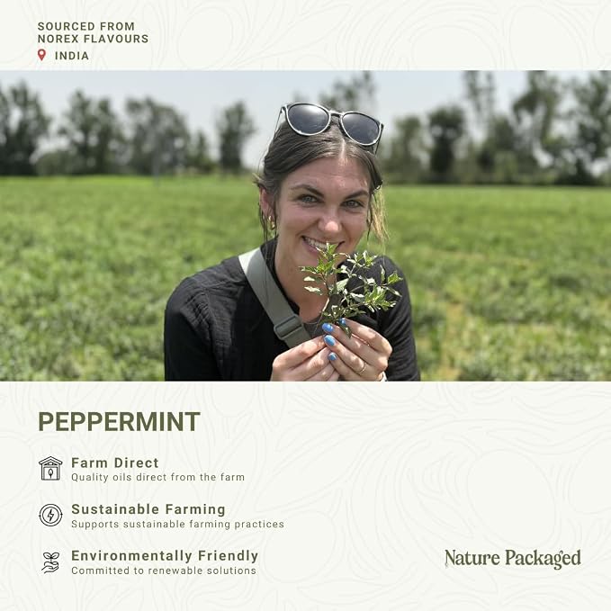 Peppermint Essential Oil - Direct from Norex Flavours India - Steam Distilled - Aceite Esencial de Menta for Aromatherapy, Massage, Diffuser, DIY Candle and Soap Making - 8oz