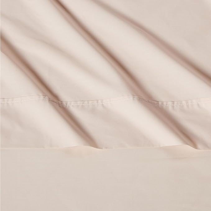 Amazon Basics 100% Organic Cotton Kids' Sheet Set with Pillowcase, Queen Size, Pale Pink