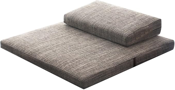Portable Foldable Meditation Cushion Mat Set with Washable Cotton Linen Cover, Larger Yoga Mat Bolster Floor Pillows Seating for Adults Meditation Accessories coffee1-60CM
