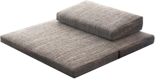 Portable Foldable Meditation Cushion Mat Set with Washable Cotton Linen Cover, Larger Yoga Mat Bolster Floor Pillows Seating for Adults Meditation Accessories coffee1-70CM