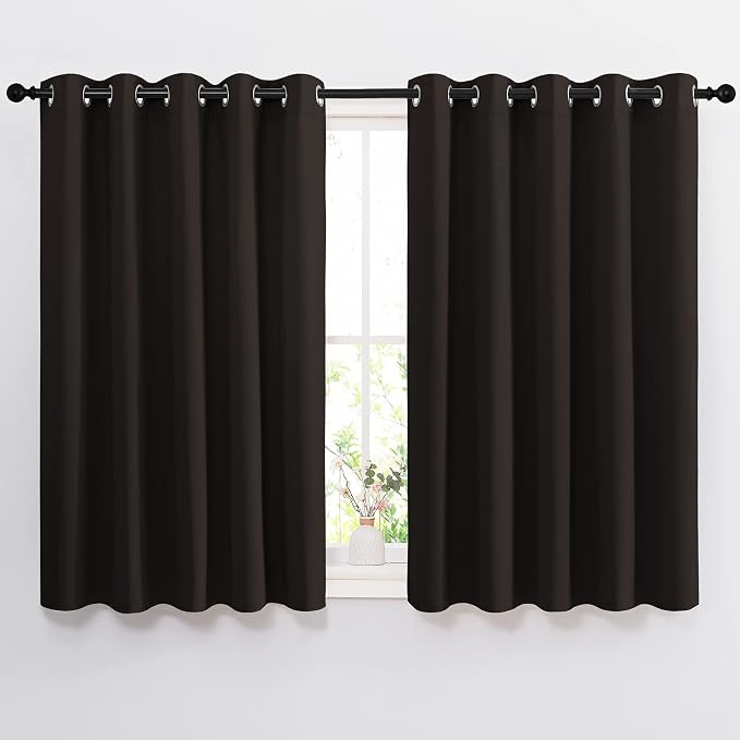 NICETOWN Blackout Draperies Curtain Panels - Thermal Insulated Solid Grommet Blackout Curtains/Panels/Drapes for Living Room(Toffee Brown, 1 Pair, 66 by 54-Inch)