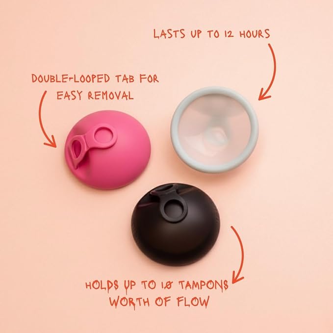 Menstrual Disc | Award Winning Reusable Soft Flexible Period Disc | Capacity of 10 Tampons | Double Loop Tab for Easy Removal, Leak Proof Alternative to Pads & Tampons (Bubblegum)