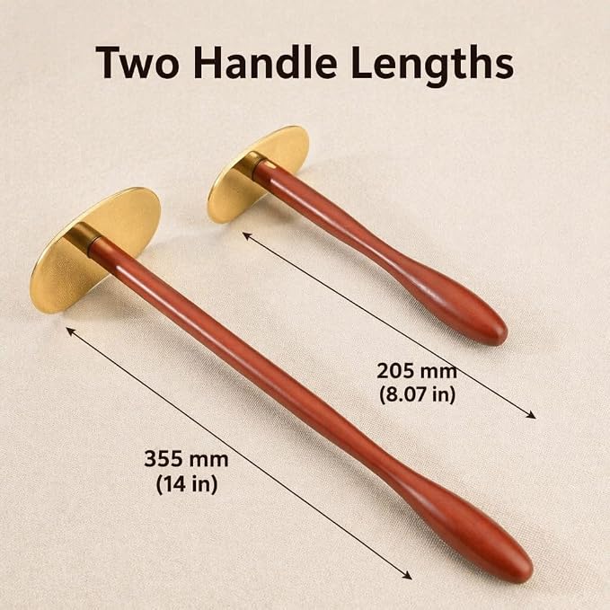 Brass Gua Sha Board with Long Handle, Self-Scraping Massage Tool for Home Use, Full Body Back Gua Sha Scraper with Rosewood Handle (Long Handle)