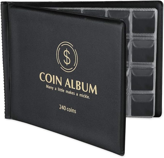 MUDOR Coin Collection Holder Album for Collectors, 240 Pockets Coin Collection Book Office Supplies