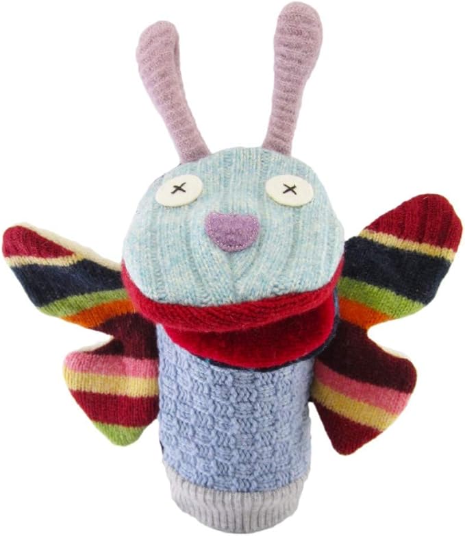 Cate and Levi - Hand Puppets for Kids, Adults and Toddlers - Premium Reclaimed Wool - Handmade in Canada - Machine Washable (Butterfly)