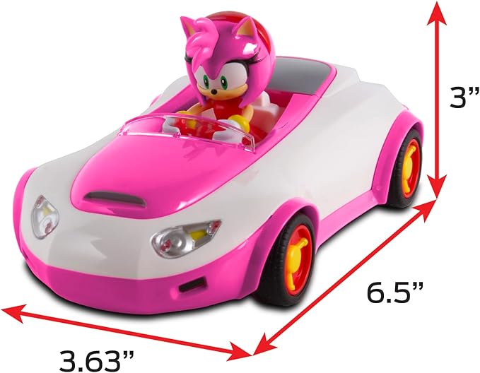 NKOK Team Sonic Pull Back Racer - Amy Rose; No Batteries Required; Pull Back, Let go, and Watch Amy Rose Race