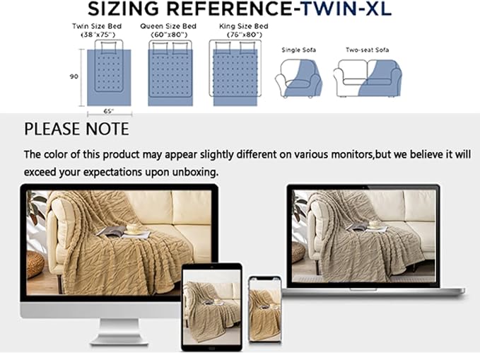 YUSOKI Sherpa Fleece Twin XL Size Blanket, Tan, 65"x90" | 3D Stylish Design,320GSM, Non-Shedding, Lightweight for All Season Use, stays fluffy after repeated washes, Perfect Gifts