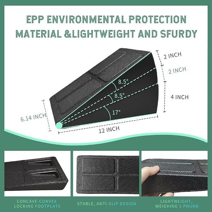 Squat Wedge Block Set of 3 - High-Density EPP Slant Board with 8.5° & 17° Stackable Angles - Deep-Groove Anti-Slip Surface for Calf Stretching, Physical Therapy & Ankle Mobility