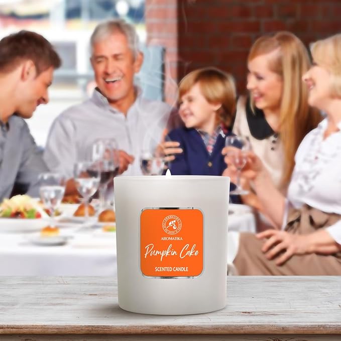 Scented Candle Pumpkin Cake - Soy Wax 6.8 Oz - Home Scented Aroma - Aromatherapy - Relax Scent - Air Freshener - Glass Candle Gift - Idea for Mother's Day - Birthday - Christmas