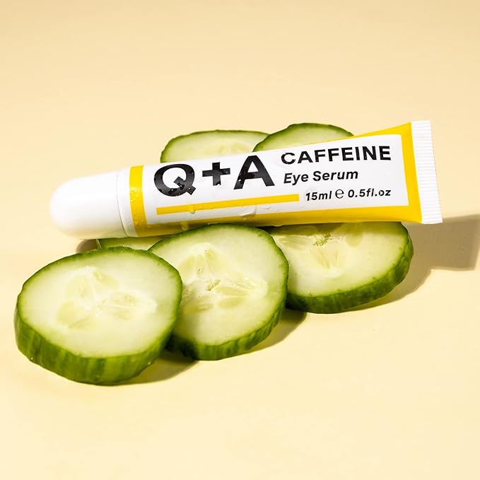 Q+A Caffeine Eye Serum (15ml), Brightening Eye Serum, 99.9% Natural Caffeine Treatment for Dark Circles, Puffiness & Fine Lines, with Green Tea & Pomegranate Antioxidants, Anti Aging Skincare
