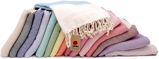 Bazaar Anatolia Turkish Beach Towel 100% Cotton Bath Towels 71x39 Quick Dry Sand Free Lightweight Large Oversized Herringbone Hot Pink Fuscia