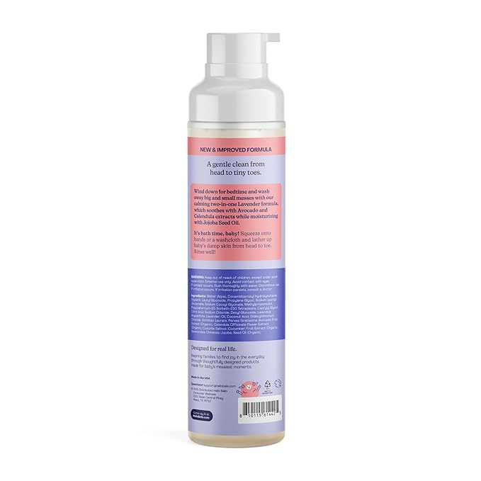 Hello Bello Ultra-Hydrating Baby Shampoo & Body Wash, Soft Lavender Scent, Tear Free & Safe for Sensitive Skin, Dermatologist Tested & Pediatrician Approved, 10oz Bottle