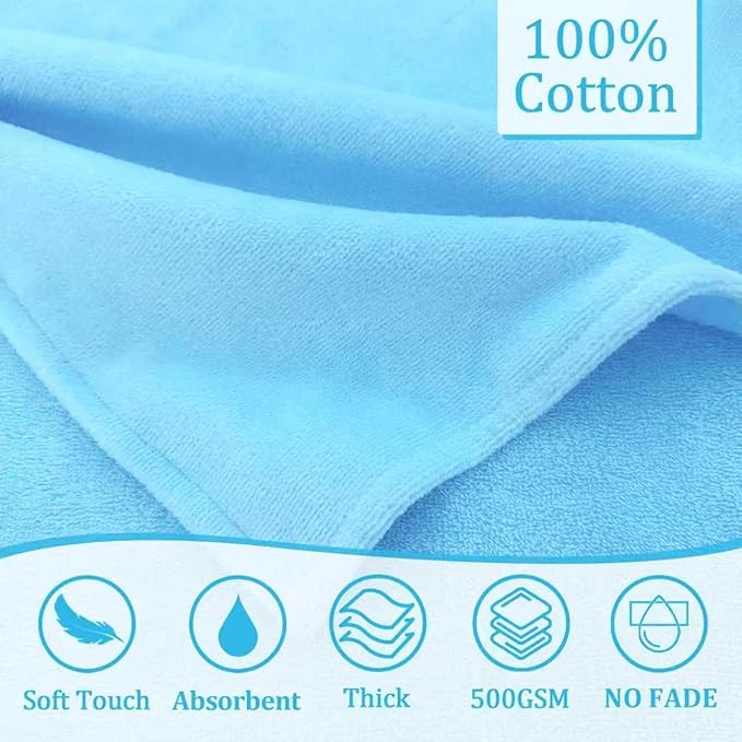 Luxury Light Blue Baby Hooded Bath Towel-100% Cotton,500GSM,33x31.5 Inches,0-2Years,Super Absorbent Large Towel with Cute Elephant Ears Hood for Newborn,Infant Shower Gift,Baby Essentials,Light Blue