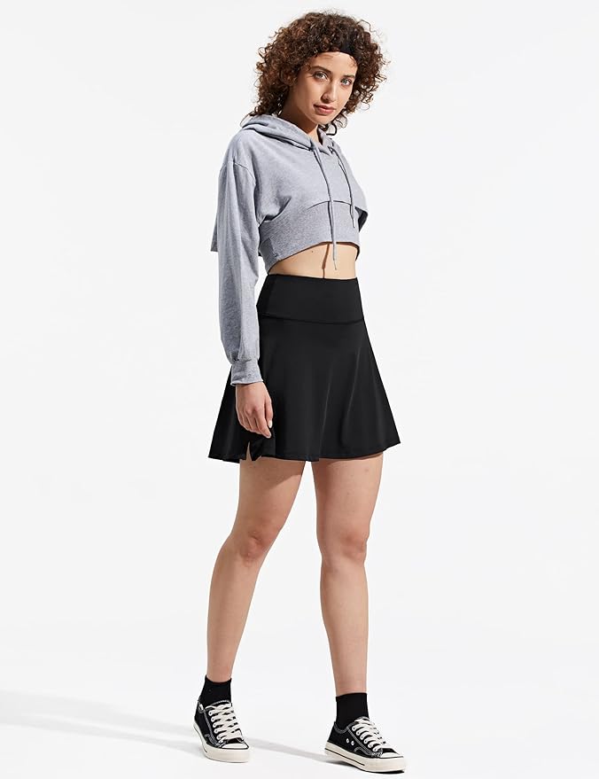 ZUTY 18" High Waisted Tennis Skirt for Women Skorts Skirts with Pockets Casual Modest Long Golf Athletic Running