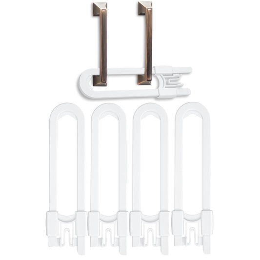 Vmaisi Baby Sliding Cabinet Locks - Adjustable U Shaped Child Safety Locks for Cabinets with Handles or Knobs, Childproof Latches for Kitchen Bathroom Storage Cupboards 4 Pack