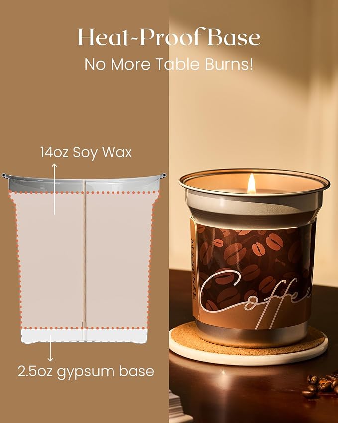 M&SENSE Cappuccino Coffee Scented Candles, Soy Wax 12.3oz | 75 Hours Long Lasting, Clean Burn, Non Toxic, Fall Candle for Kitchen, Holiday Aromatherapy Gifts