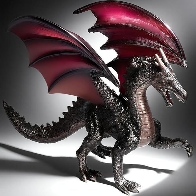 LIZEALUCKY Dragon Action Figurine,Ancient Dragon Figures Model,Poseable Dragon Model for Tabletop RPG & Display (Black)