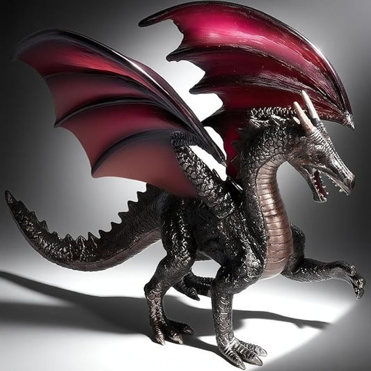 LIZEALUCKY Dragon Action Figurine,Ancient Dragon Figures Model,Poseable Dragon Model for Tabletop RPG & Display (Black)