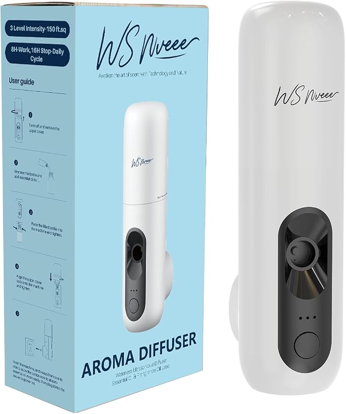 Waterless Essential Oil Diffuser, Plug-in Wall Aroma Machine with Simple Button Control for Bedroom, Bathroom & Kitchen, 25dB Ultra-Quiet, Works with Pure Aroma Oils