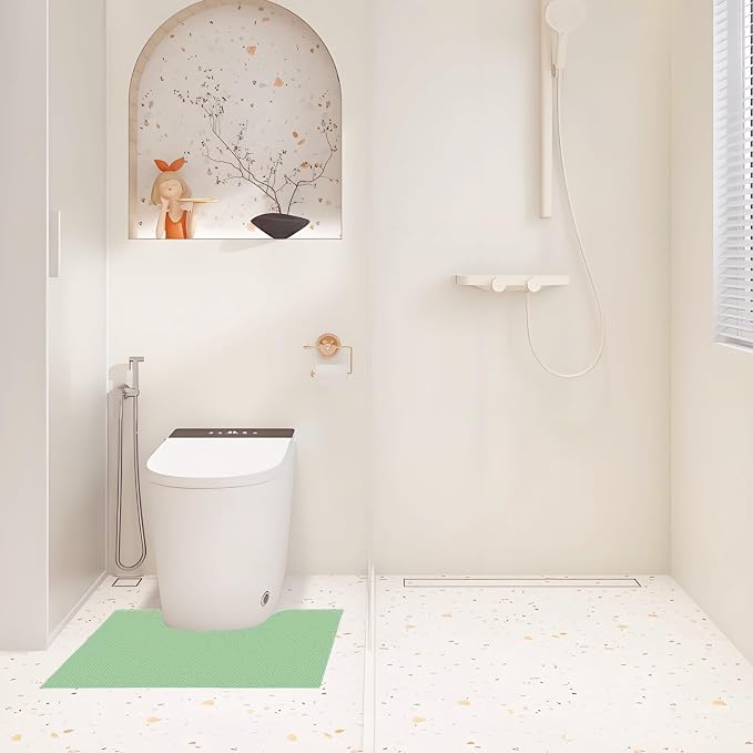 Green Disposable Toilet Mats for Clean and Hygienic Bathroom,Upgraded Disposable Toilet Mat for Children& Adults,Super Absorbent Toilet Floor mats, Non-Slip, U-Shape Potty Training-25 Pack,24" x 22"
