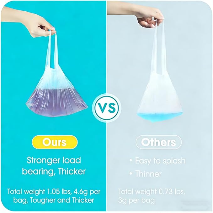 100 Pack Disposable Potty Liners with Drawstring, 17.3”×9.4” Universal Fit Potty Training Bags, Leakproof Tear-Resistant Toilet Seat Liner for Kids Toddlers, Travel Outdoor & Pet Waste Cleanup