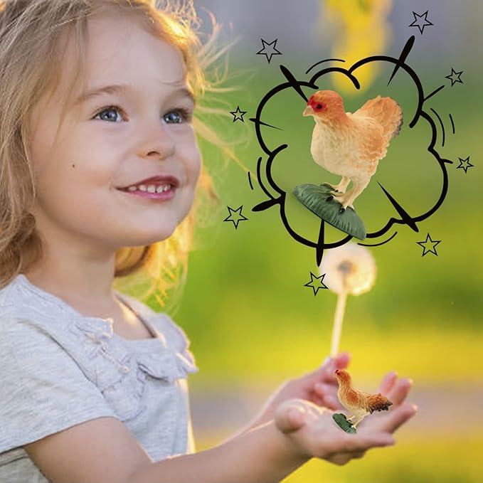 LC JoyCre Hen Toy Figurine Hen Figure for Cake Topper Preschool Animals Figures Teaching Tools Educational Gift for Kids