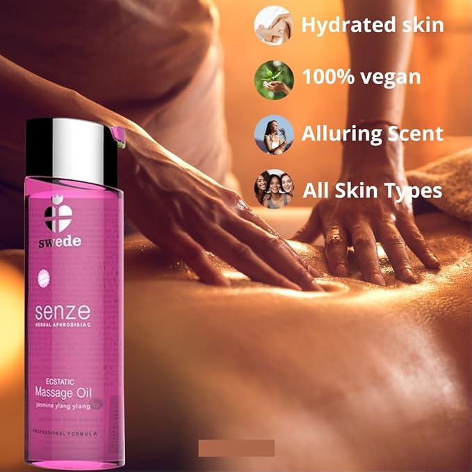 Swede Ecstatic Erotic Massage Oil Warming Edible Foreplay Aphrodisiac Aromatherapy Sensual Massage Oil for Couples - Relaxing Full Body Massage Oil for Date Night 2.5oz 75ml