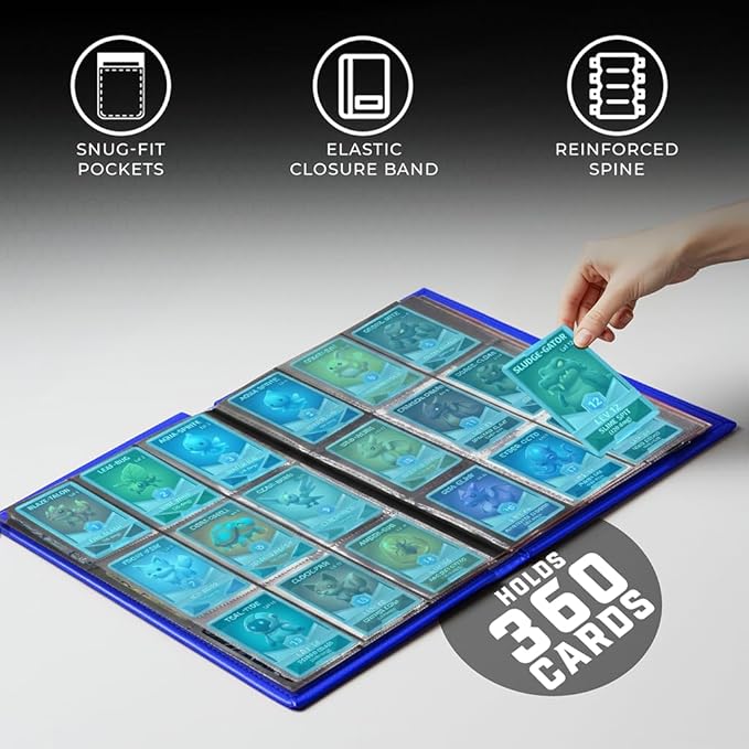 CardGuard Trading Card Binder Pro-Folio – 9 Pocket Binder - Side-Loading Album, Durable & Acid-Free Storage for Pokémon, YuGiOh, MTG, TCG, Game & Sports Cards, Blue