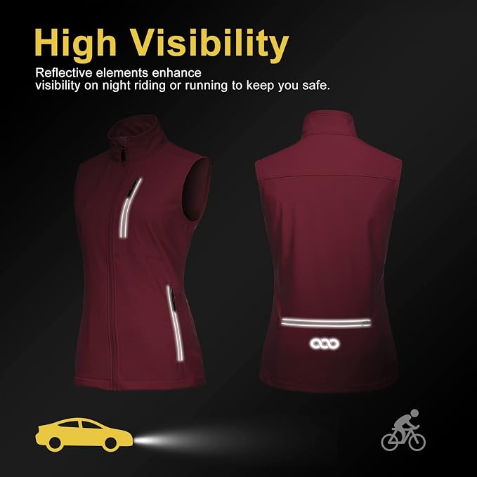 33,000ft Women's Lightweight Running Vest Outerwear with Pockets, Windproof Sleeveless Jacket for Golf Hiking Travel