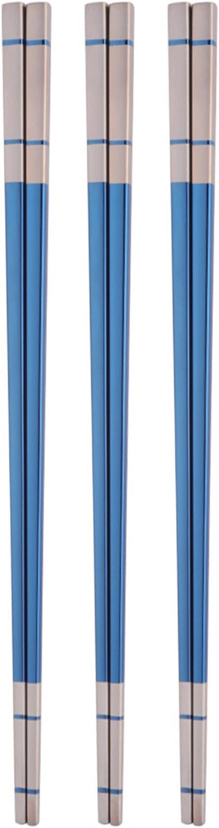 Reusable Stainless Steel Chopsticks,Dishwasher Safe , Easy to Use(3 PCS,blue)