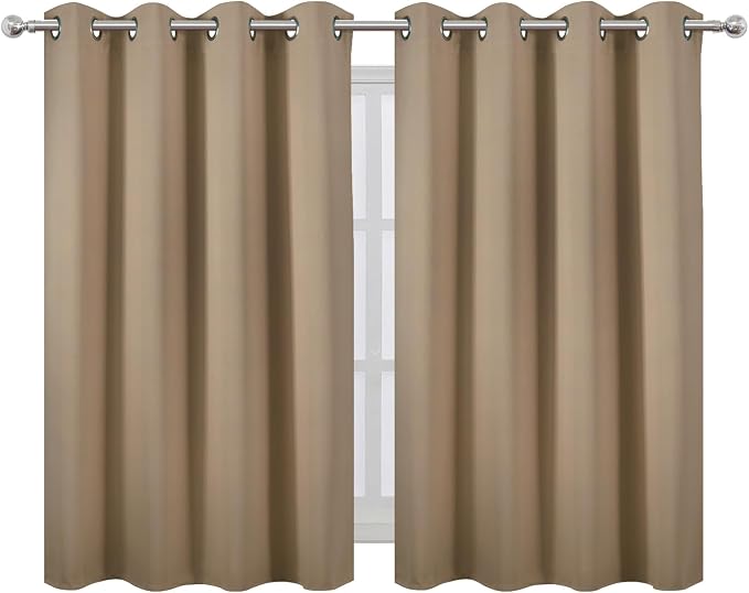 LEMOMO Natural Thermal Blackout Curtains/52 x 45 Inch/Set of 2 Panels Room Darkening Curtains
