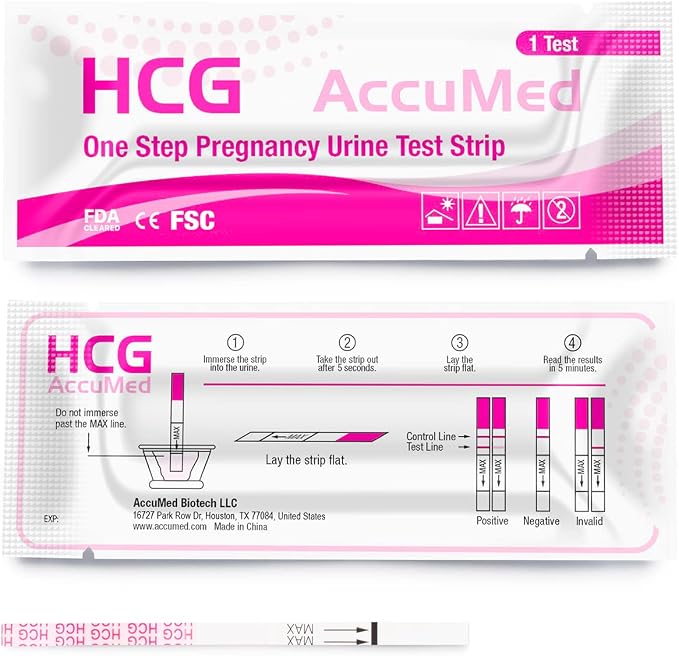 AccuMed Pregnancy Test Strips, 25-Count Individually Wrapped Pregnancy Strips, Early Home Detection Pregnancy Test Kit, Clear HCG Test