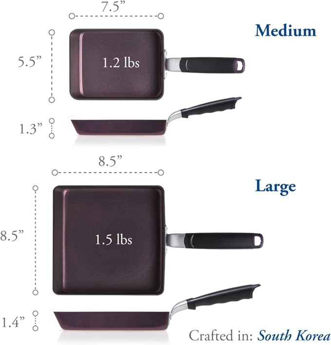 TECHEF - Tamagoyaki Japanese Omelette Pan/Egg Pan Skillet, PFOA-Free, Dishwasher Safe, Induction-Ready, Made in Korea (Purple/Medium)