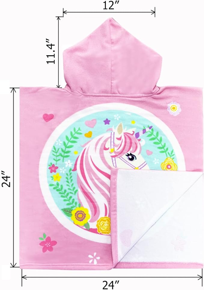 NovForth Kids Beach Towel for Boys Girls, Mermaid Hooded Bath Towel Wrap, Toddler Pool Towel with Hood