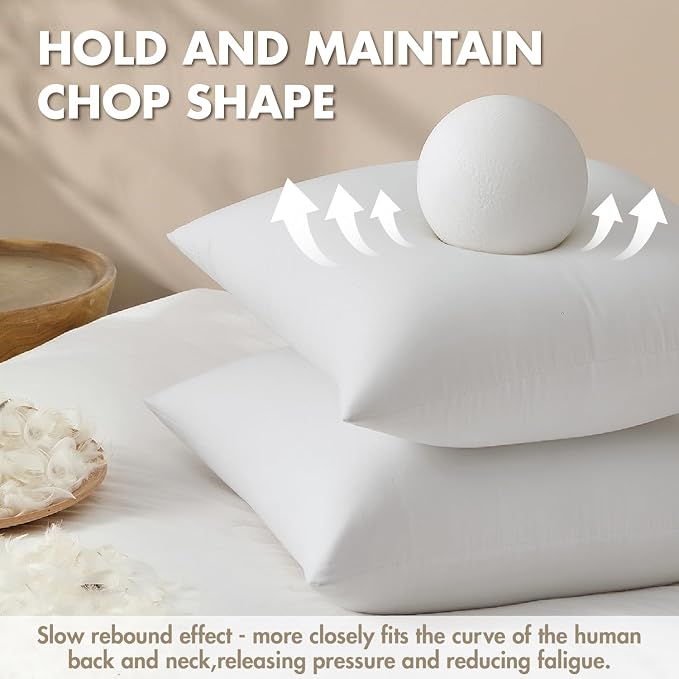 MIULEE 20x20 Pillow Inserts, Premium Feather and Down Pillows Pack of 4 | Fluffy and Choppable DecorativeThrow Pillows for Sofa Bed Couch with Double-Layer Down-Proof Cotton Fabric Cover