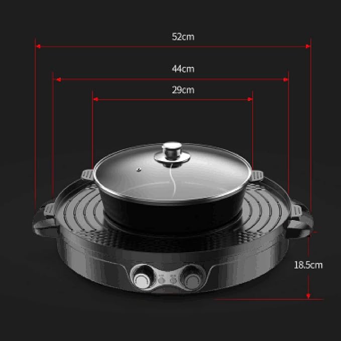 Non-stick Hotpot Pot with Grill, 2200W Electric Shabu Shabu Hot Pot Korean BBQ Grill, Multi-function BBQ Hotpot Machine for Family and Friends Gathering